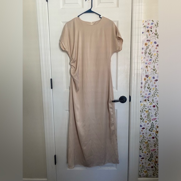DAZY Neutral Beige Maxi Dress with Ruched Sleeves Size XL (US 6 measurements) - Picture 7 of 11